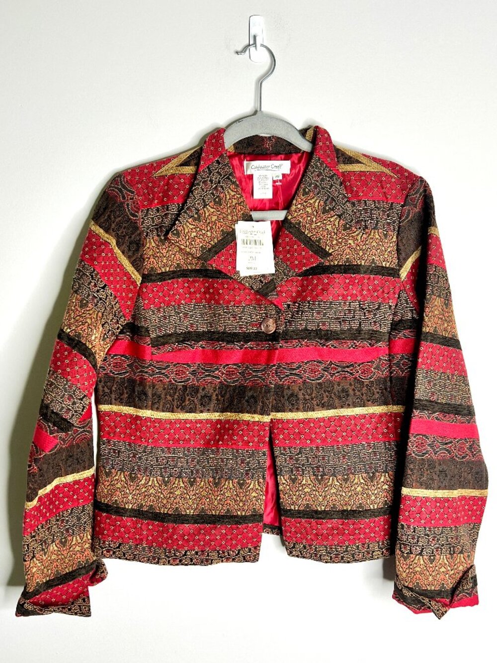 Vtg DEADSTOCK Coldwater Creek NWT Tapestry One-Button Blazer Jacket Striped MP